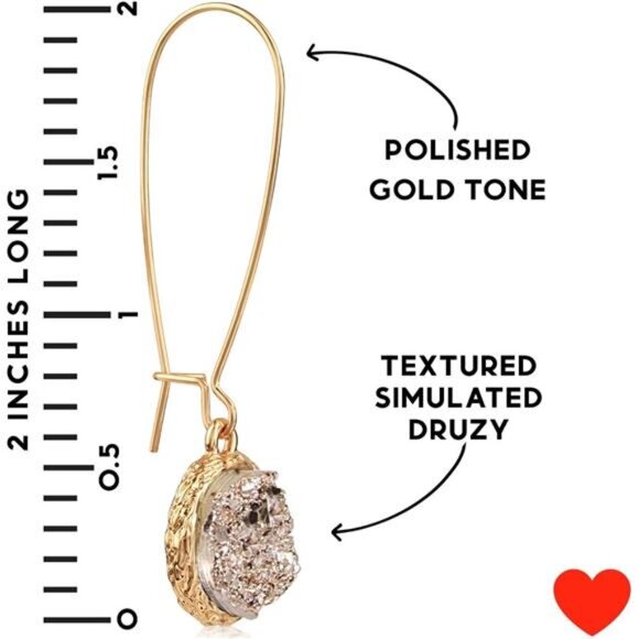 Humble Chic Simulated Druzy Threader Drop Earrings for Women - Picture 4 of 7